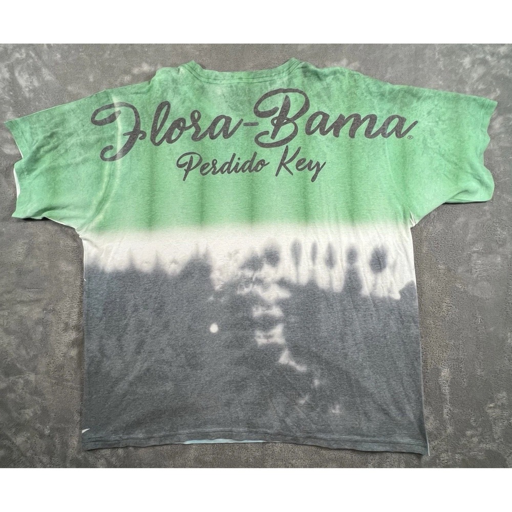 Flora-Bama T Shirt Mens XL Green Tie Dye Lounge Oyster Bar Perdido Key Good